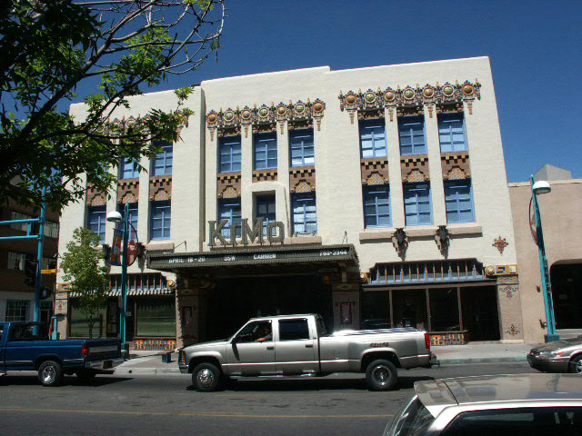The Pueblo Deco facade of the KiMo Theatre on Route 66